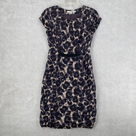 Boden Sheath Dress Womens 8R Leopard‎ Animal Silk Viscose Blend Knee Length - Picture 1 of 16